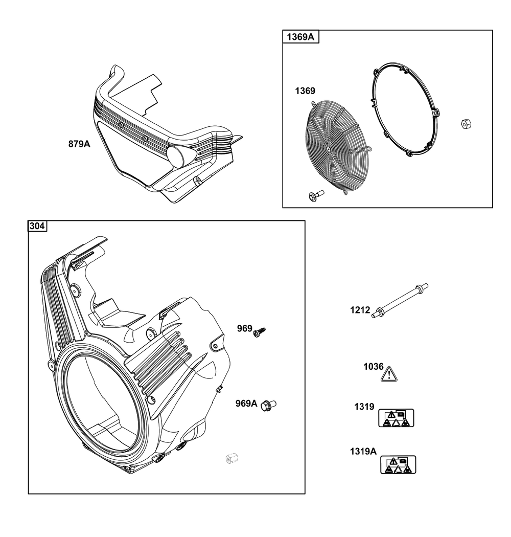 Blower Housing Group Diagram and Parts List for 61A677-0100-J1  Briggs and Stratton Engine